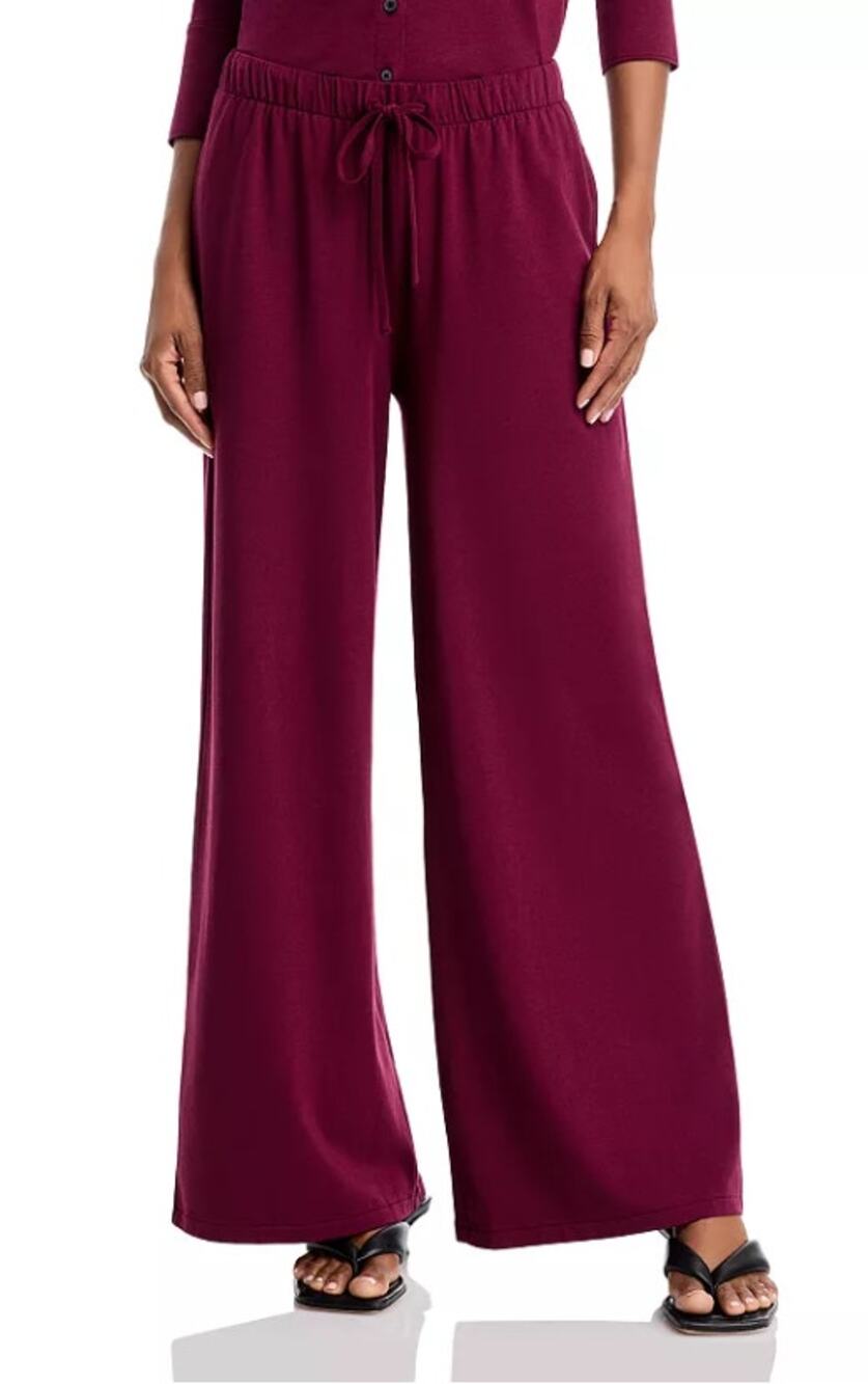 ATM WOMENS SIZE MEDIUM HEAVY MODAL PULL ON WIDE LEG PANTS MERLOT RED NEW